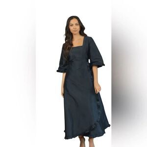 Beau & Ro Waverly Dress in black taffeta NWOT XS